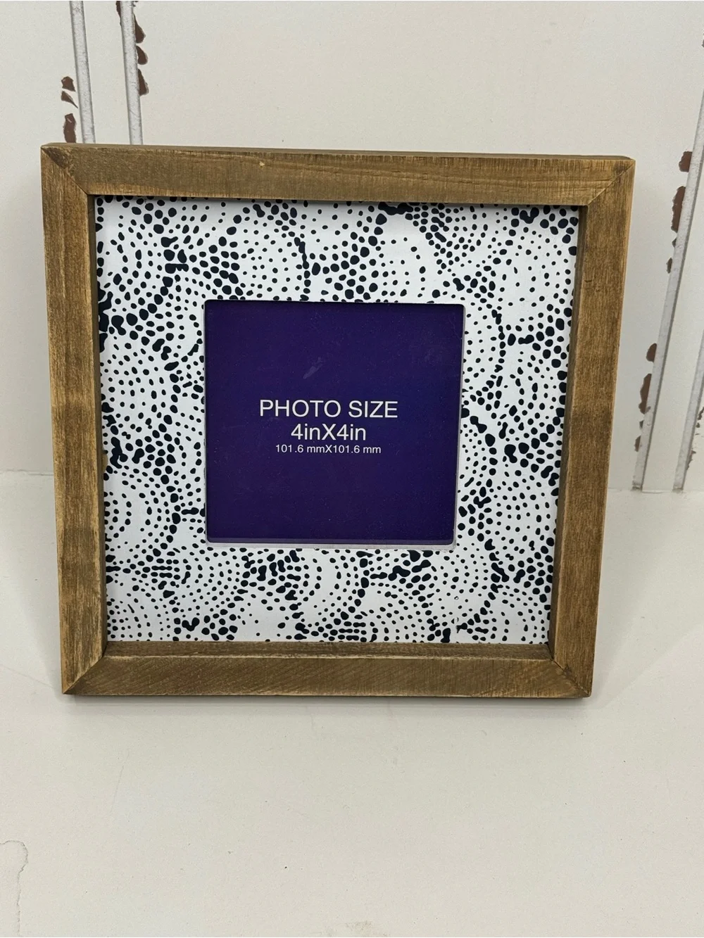 Wood Frame Photo Frame with Black & White Dot Mat - Neutral Brown